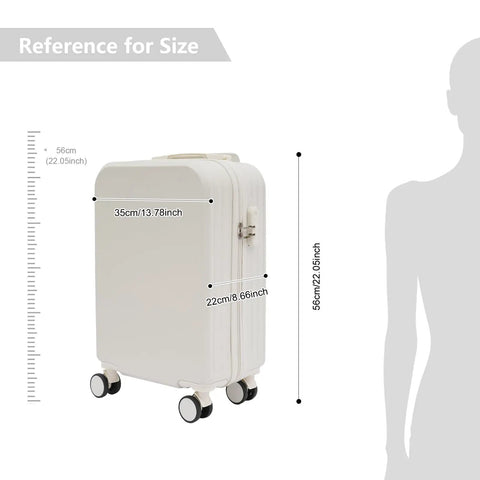 20 Inch Carry On Suitcase With Built In Cup Holder And Usb Charging Port Hardshell Travel Bag sizing reference and dimensions