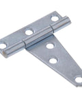T-Hinges Zinc 3 Inch Two Pack For Light Duty Applications With Rust Resistant Steel And Offset Screw Holes, close-up view