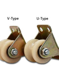 V-Type and U-Type Beefy Nylon Groove Track Wheel Set For Sliding Doors And Mechanical Carts, Heavy Duty Rigid Caster