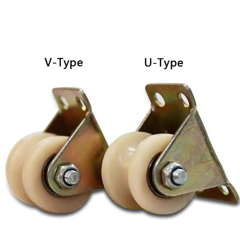 V-Type and U-Type Beefy Nylon Groove Track Wheel Set For Sliding Doors And Mechanical Carts, Heavy Duty Rigid Caster