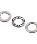 Front view of chrome steel thrust ball bearing set (20mm x 35mm x 10mm): outer ring, ball cage, inner ring