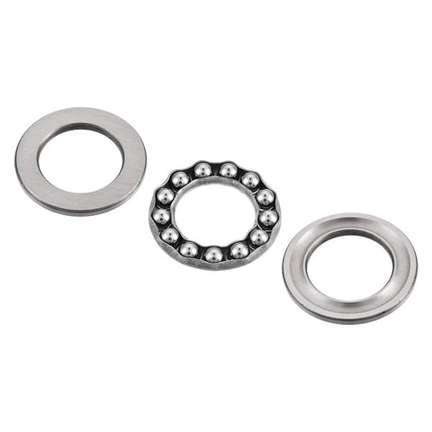 Front view of chrome steel thrust ball bearing set (20mm x 35mm x 10mm): outer ring, ball cage, inner ring