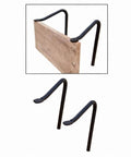 Heavy Duty Workbench Holdfast Clamp Perfect For Carpentry And Cabinet Makers To Secure Wood Projects With Stable Fastening Power For Picture Frames And DIY Shop Builds Made Tough showing black metal construction and wood support.