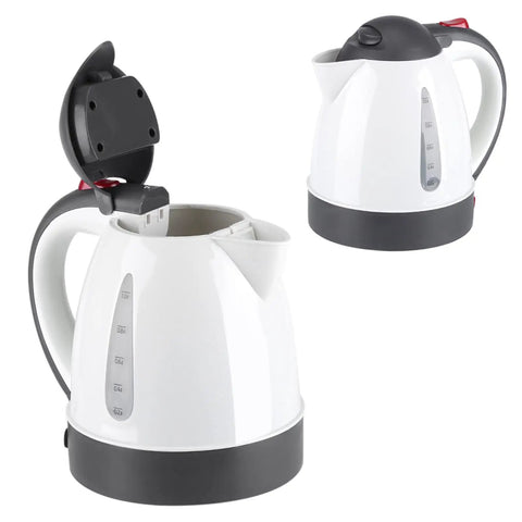 1000ML 12V Portable Car Kettle And Electric Water Heater With Cigarette Lighter Plug For Road Trip Ready Tea Coffee Brewing And No Sweat Hot Drinks On The Go, featuring sleek design and easy-to-open lid.