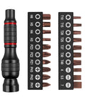 Heavy Duty 6.35mm Aluminum Screwdriver Handle With Magnetic Bit Holder Bar For Hex And Torx Screws, Non-Slip Grip Fits Standard Bits, Solid Build For Home Reno Pro Jobs, 20 Piece Kit Included, with 20 bits