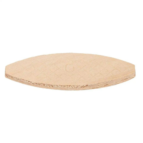 Pro Grade Solid Wood Biscuit Joinery Kit in Sizes 0, 10, and 20 for Precise Cabinet and Furniture Bonding, single biscuit detail.