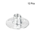 Pro Grade Carbon Steel M8 Brad Hole Tee Nuts 12 Pack Screw In Thread Inserts for heavy duty furniture hardware, silver finish.