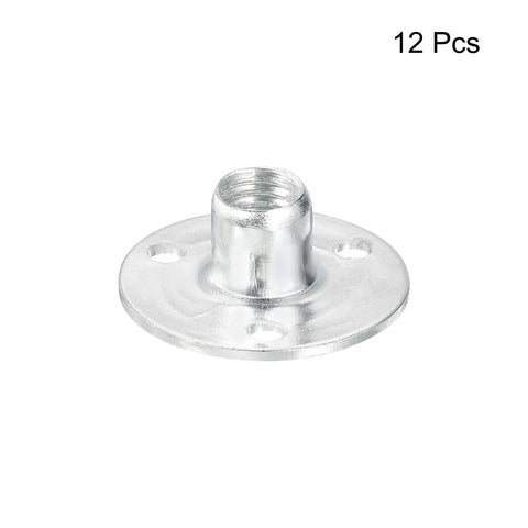 Pro Grade Carbon Steel M8 Brad Hole Tee Nuts 12 Pack Screw In Thread Inserts for heavy duty furniture hardware, silver finish.