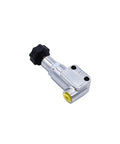 Professional Grade Precision Engineered Adjustable Disc Brake Proportioning Valve Billet Aluminum Block For Street Rod Or Custom Hot Rod Build 100 To 1000 Psi side view with adjustment knob.