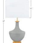 27 Inch Stoneware Table Lamp With Linen Shade In Grey And Gold Finish Perfect For Bedroom Or Living Room Vibe Ready Accent Lighting For Foyer Ultra Durable Ceramic Base With Modern Minimalist Style And Soft Ambient Glow For Any Room Decor