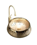 USZWBY European Style Golden Vessel Vanity Sink Above Counter Basin for Bathroom Or Balcony Home Décor, elegant design with modern faucet.