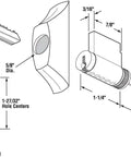 Upgrade Your Pad With This Tight Sliding Patio Door Lock Assembly Featuring A Durable White Key Cylinder And Housing Kit Built For Standard Openings Making Swaps A Total Breeze, diagram with measurements.