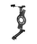Universal Six Lug Wheel Fitment Mockup Tool, black metal gauge for checking tire diameter and width from fourteen to twenty two inches.