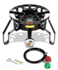 Beefy 16 Inch Propane Burner Single Burner Portable Gas Stove With 200000 BTU Output, cast iron burner with hose and connector