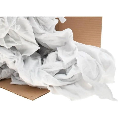 Virgin White Cotton Rags Fleece And Sweatshirt Material Low Lint 10 Lb Box for Heavy Duty Cleaning in Auto Shops and Workshops