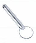 Heavy-Duty Stainless Steel Weight Stack Pin For Commercial Gyms And Home Fitness, 55mm Lifting Pin, angled view with loop