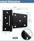Dang Tough Heavy Duty Gate Hinges With Smooth Self Closing Springs And No Sweat Mounting Hardware For Reliable Home Barn Fence Wood Shed Door Performance Upgrades dimensions showing size and shape, 4 pieces of 3.5 x 5.25 inch wrought iron.