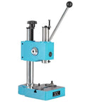 Heavy Duty Manual Press Machine Rock Solid Benchtop Arbor With Grippy Handle For Riveting Punching And Metal Shaping Pro Level Workshop Gear, blue frame.