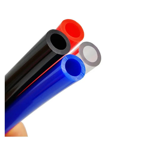 Heavy Duty 80 Meter Blue Polyurethane Pneumatic Air Hose 14Mm X 10Mm Slick Flow Tubing For Compressors Shop Build And Garage Projects Built Rock Solid, showing blue, red, black, and gray tubes.