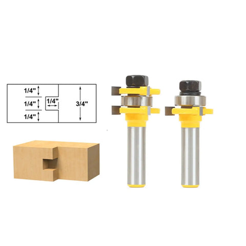 Top Tier 2Pc Tongue And Groove Router Bit Set For Pro Woodworkers To Craft Smooth Seamless Joints In Hardwood Plywood And Veneer Projects Like A Boss With Easy Setup, 1/4 inch shank.