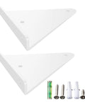 Hella Sturdy Hidden Shelf Brackets Weight Bearing Floating Support Heavy Duty Triangle Wall Mounts For Living Room Decor And Rust Resistant Display 2 Pack White with hardware and level