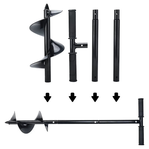 Assembly of Heavy Duty Garden Auger Drill Bit 5.9 Inch By 33 Inch Handheld Post Hole Digger with detachable parts