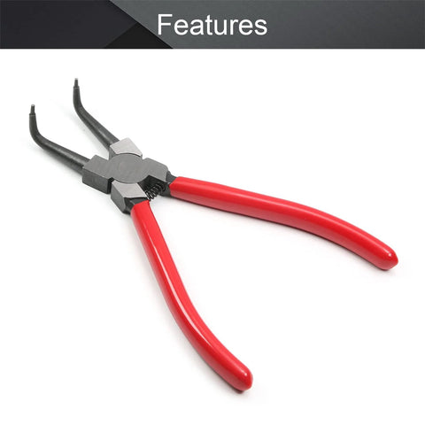 Internal Snap Ring Pliers 7 Inch 90 Degree Bent For Internal Circlips Precision Circlip Pliers No Slip Tip with red handles