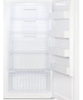Interior view of 33 Inch Wide Upright All-Freezer Delivering 17 Cu Ft True No Frost with spacious shelves and LED lighting.