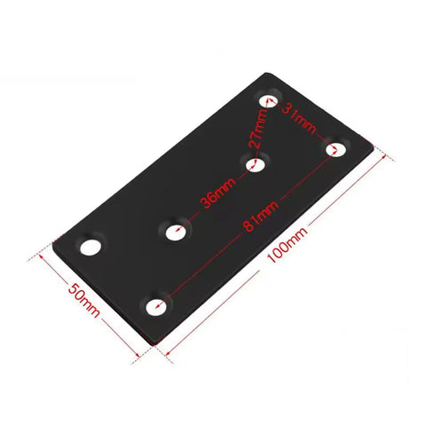 Heavy Duty L Bracket Corner Brace 6 Hole Flat Mending Plates For Wood Furniture Mounting And Cabinet Repair, dimensions labeled