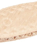Close-up of a Size 10 wood biscuit from the Size 10 Wood Biscuits Pack, 125 Pc For Furniture Cabinets And Trim, showing texture.