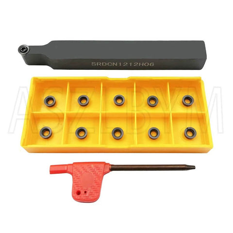 ASZLBYM 11pcs RCMT060204 MO R3 round carbide inserts with SRDCN1212H06 holder in yellow tray