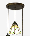 Pastoral Tiffany Style 3 Light Pendant Lamp With 10 Inch Green Leaves Stained Glass Shade E27 Ceiling Hanging Light for dining room