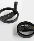 Get Ready To Tame Any Machine Tool With This Super Cool Lobqips Foldable Hand Wheel boasting A Snazzy Rotating Grip And Plus Fits Smoothly Into 10 To 20mm Bore Sizes For Total Control And Awesome Durability. Black plastic foldable machine hand wheel with rotating grip, shown front and back