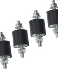 Set Of 4 Beefy Heavy Duty Rubber Vibration Isolator Mounts With M6 X 19mm Studs 25x25mm Base 63mm Total Length Includes 8 Nuts