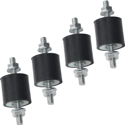 Set Of 4 Beefy Heavy Duty Rubber Vibration Isolator Mounts With M6 X 19mm Studs 25x25mm Base 63mm Total Length Includes 8 Nuts