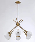 Six Light Sputnik Pendant Light Modern Mid Century Chandelier Semi Flush Mount Ceiling Fixture Industrial Vintage Dope Gold Finish