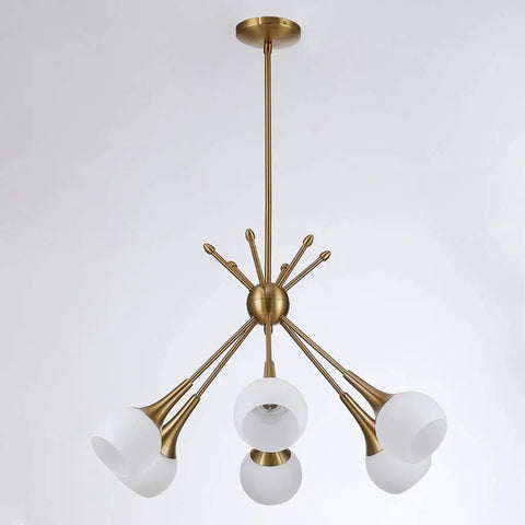 Six Light Sputnik Pendant Light Modern Mid Century Chandelier Semi Flush Mount Ceiling Fixture Industrial Vintage Dope Gold Finish