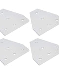 Four five-hole T-shape aluminum joining plates for flexible frame building, no fuss durable aluminum alloy brackets with adjustable positioning.