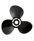 Top view of Black Max 3-Blade Aluminum Propeller For Outboards, 13 Inch Diameter, 19 Inch Pitch, Right Hand Rotation, Heavy Duty Marine Prop With Flo-Torq II Hub Kit Included