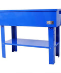 Knockout Clean Power Hella Tough 40 Gallon Parts Washer With 24 Gallon Solvent Capacity And 5.3 Gpm Flow Pump Heavy Duty Steel Build Auto Closing Lid Garage Ready in blue with stand.