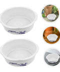Four Piece Bowl Planter Set For Water Lilies, Lotus And Daffodils Hydroponic Flower Pots For Indoor Gardens, Low Maintenance, No Fuss Watering, Easy Decor For Home Or Office, Versatile Plant Pot Combo, white plastic bowl planter