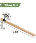 2 In 1 Garden Pickaxe And Mattock Tool 16 Inch Stainless Steel Hatchet Axe With Sharp Blade dimensions and wooden handle