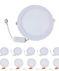 10 pack of 8 Inch Ultra Thin Round LED Recessed Panel Light Non Dimmable 18W 6500K Cool White Ceiling Downlight, AC 85-265V