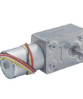 Absolute Beast DC Worm Gear Motor High Torque Speed Reducer 12V 24V Adjustable 6 To 160 Rpm shown with metal casing and colorful wires.
