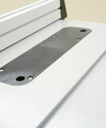 Zero Clearance Throat Plate Insert For Bosch 4100 Table Saw Two Piece Design Shop Ready Install Easy Precise Gap Control Reduces Tear Out On End Grain And Fragile Stock Delivers Cleaner Cuts And Smooth Edges, installed in saw.