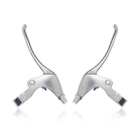 Pair of Aluminum Mountain Bike Brake Lever for 22mm Handlebar Diameter Dope 4-Finger Design With V-Brake Cantilever Compatibility 6061 Alloy Silver
