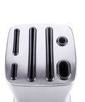 Top view of Six Slot Stainless Steel Kitchen Knife Block Holder With Tilted Slots And Angled Edges, anti skid non slip organizer