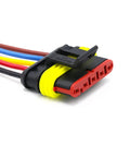 Solid As A Rock Premium Automotive Waterproof Connector Plugs With Pre Cut Wires one to six pin male socket with colored wires.