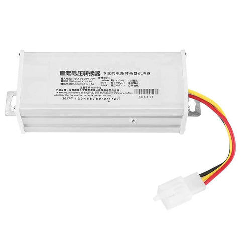 Heavy Duty Dc Voltage Converter For Electric Bike And Scooter Converts 36V To 12V With 180W Output Compact power adapter with connectors.
