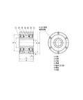 Technical drawing of wedge shaped one way clutches for MZ15G MZ30G MZ45G to MZ70G with instant engagement and unidirectional torque transmission.